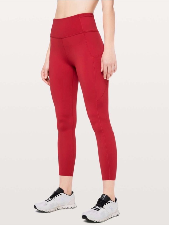 lululemon athletica Pants - Lululemon Fast & Free 7/8 Tight II Dark Red Non-reflective Nulux Fabric 25”